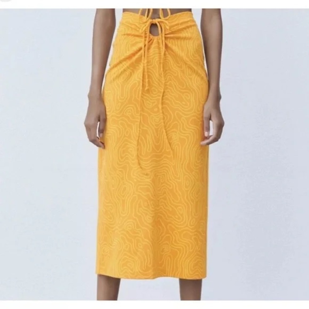 Zara Vibrant Orange Midi Skirt